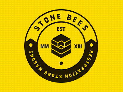 Stone Bees 02 badge bees brand design branding circle identity logo logo design mason spelling errors stone wip