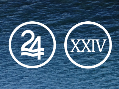 24 / XXIV blue circle coming soon editorial logos paper roman