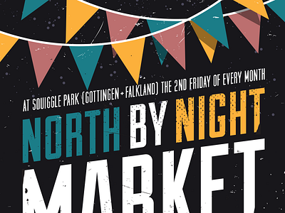 North by Night Market bunting illustration market moon night poster