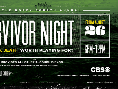 Office Survivor Night Invite green invite party survivor typography water