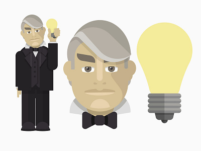 Thomas Edison black suit edison illustration lightbulb thomas