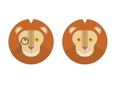 Lion Heads animal character illustration lion monocle simple