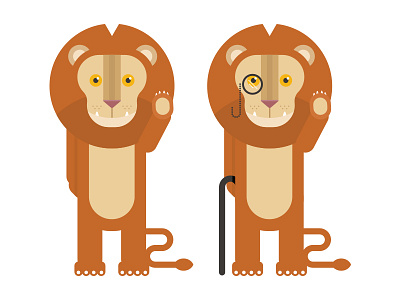 Lion animal character illustration lion monocle simple