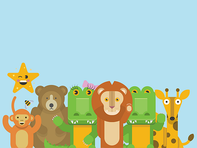 Zoo Animals alligator animals bear bee children childrens illustration flat gator giraffe lion monkey zoo