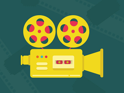 Movie Camera bright film flat movies reels yellow