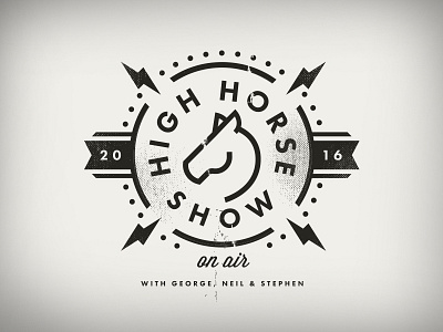 The High Horse Show black and white bolt grit horse lightening logo podcast texture