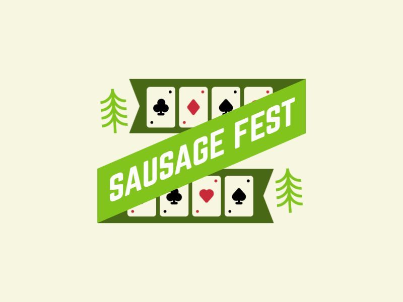 Sausage Fest Logo Loop loop after effects gif animation logo nature getaway party camping trees gambling cards