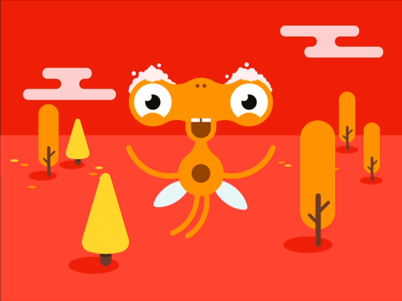 Squiggle Park Flight animation branding children flight illustration learning loop mograph orange reading red wings