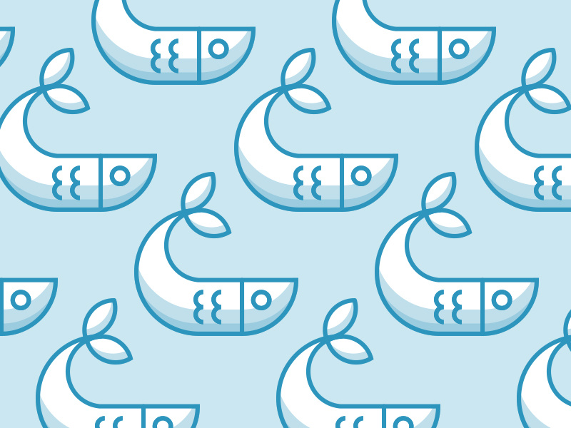 Fish Pattern minimal illustration line drawing blue aquatic sea fish