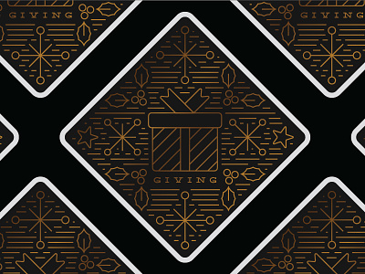 Dribbble Giving Playoff dribbble gift giving gold holiday line drawing present