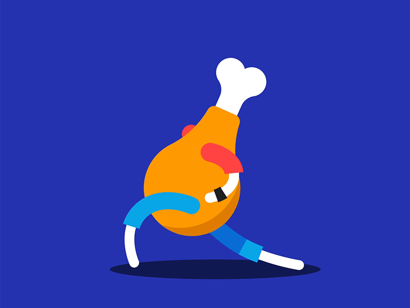 Running Wing party gif loop after effects animation food wings breakdance dance running-man