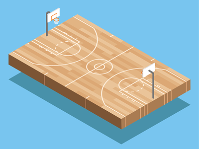 Basketball Court basketball basketball court flat illustration isometric isometric art isometric illustration minimal sports vector wood woodgrain