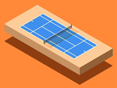 Isometric Tennis Court blue brown flat illustration isometric isometric art minimal orange sports tennis vector