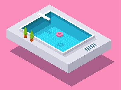 Isometric Swimming Pool california children design flat fun illustration isometric isometric illustration miami minimal pool pool party poolside spring break summer swimming tanning vector