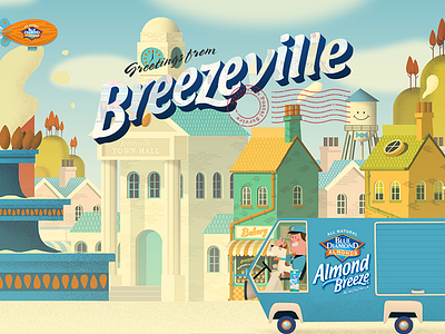 Breezeville Introduction almonds food milk postcard