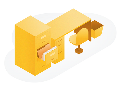 Office Objects illustration isometric art objects office sketch yellow
