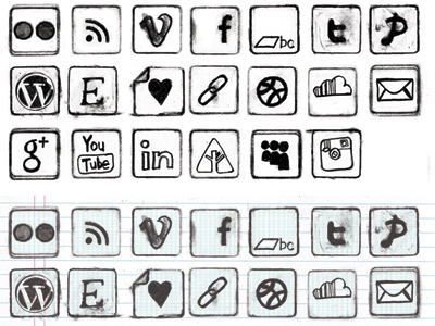 Hand-drawn Social Media Icons craftiestworkshop hand drawn icons