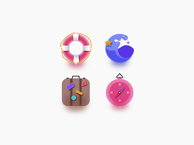 Collection transparent "Summer" icons set