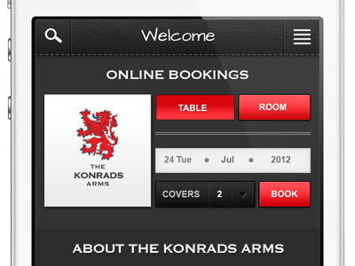 Mobile website booking tool hotel mobile pub restaurant
