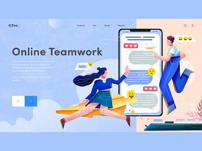 Online teamwork design illustration ui web