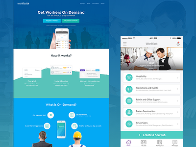 application to find temporary worker on demand dashboard job search app mobile app online job app ui design web app worker app
