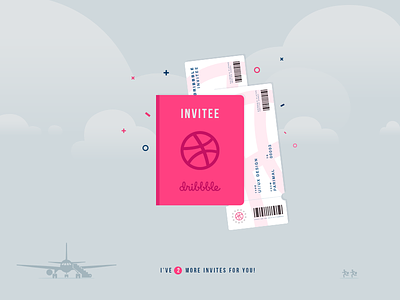 2 Dribbble Invitation!! blue dribbble invitation dribbbler flat design google material infographic invitation passport pink player ticket vector