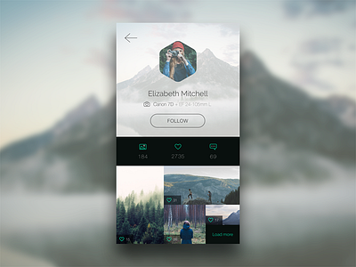 Photo App: Profile Page [.sketch] android app app design freebie ios mobile ui photo profile sketch social app ui ux