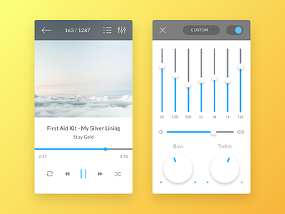 Music Player android equalizer ios media player mobile app mobile ui music player player sketch ui ux