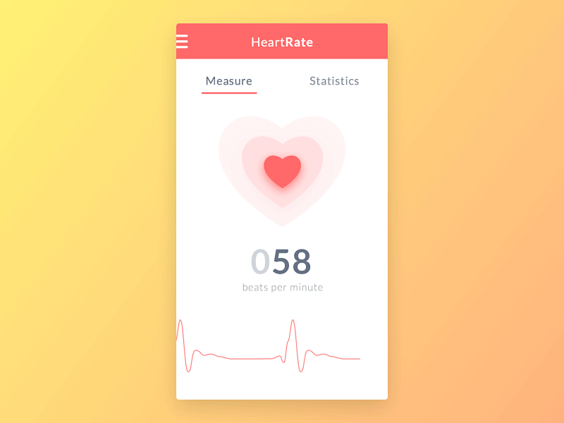 Heart Rate Monitor Animation android animation dashboard fitness health interaction ios mobile ui sketch statistics ui ux