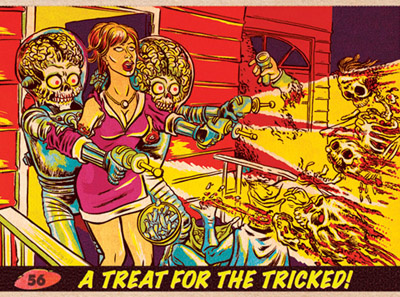 Mars Attack Card! aliens halloween horror illustration mars attacks monsters
