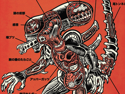 An Anatomical Guide To The Xenomorph (Giger’s Alien) aliens horror illustration monsters