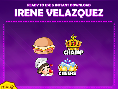 Custom emotes for twitch, youtube, discord and facebook bacons egg emotes blowing kiss emotes champ emotes cheers emotes cheese sandwich emotes chef emotes crwon emotes custom twitch emotes golden crown emotes twitch emotes