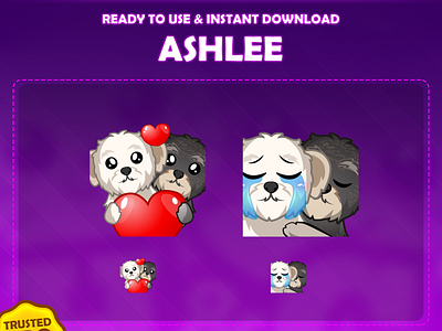 Custom emotes for twitch, youtube, discord and facebook animals emotes crying emotes custom twitch emotes cute emotes dog emotes grey dog emotes love emotes sad emotes twitch emotes white dog emotes