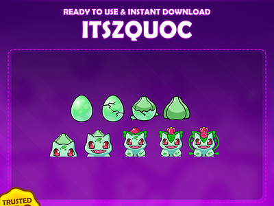 Custom badges for twitch, youtube, discord and facebook animals badges animation badges bulbasaur badges bulbasaur eggs bulbasaur pokemon badges custom twitch badges green badges little bulbasaur badges pokemon badges twitch badges