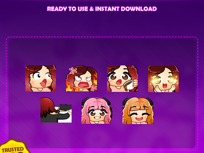 Custom emotes for twitch, youtube, discord and facebook a cup of coffe emotes custom twitch emotes cute emotes girly emotes orange wig emotes pink wig emotes pog emotes rage emotes sparkling eyes emotes twitch emotes
