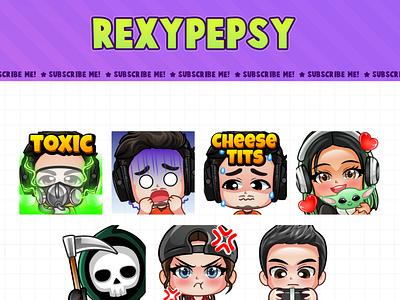 Custom emotes for twitch, youtube, discord and facebook, ect..