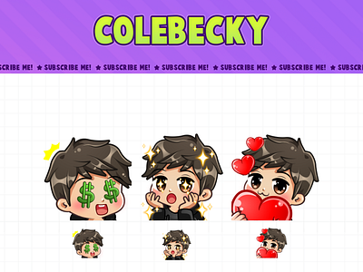 Cute Boy Twitch Emotes badges chibi cute emotes design discord discord emotes emote twitch emotes gamer gaming illustration jpg png streamer sub badges twitch twitch emotes