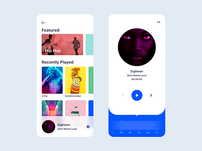 Radio UI for iOS artist branding color dashboard design icon illustration music player radio typography ui ux vector