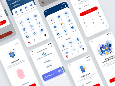 Bank App #3 app bank card banking color design icons illustration logo pay red ui ux