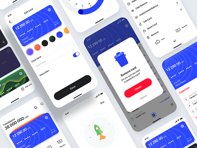 On Line Bank part 2 banking branding card color icon illustration logo main menu onboarding pay typography ux