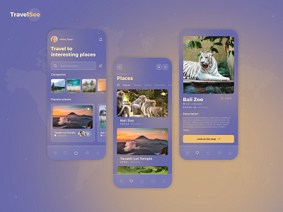 TravelSee: Пользовательский интерфейс приложения для путешествий animation app design figma icon illustration travel ui ux web