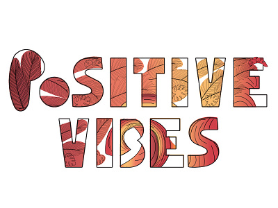 Positive Vibes Sunrise gradient hand drawn typography