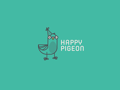 Happy pigeon bird birthday branding defi5jours5logos design happy hat logo logotype pigeon teal