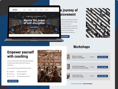 Coaching Page coach coaching colours design improvement mockup motivation people students studies tasks uxui uxui webdesign landingpage workshops