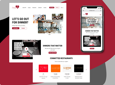 Redesign project, Dinners that Matter design dinner dinners donation ideas layout matters mockups page redesign redesigned restaurant restaurant app ux ui