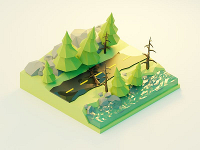 forest road 3d 3d art 3d artist 3d illustrations 3d illustrator 3d modeling blender blender3d