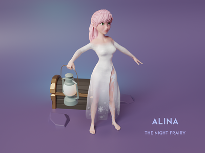 Alina the night frairy 3d 3d character 3d design app blender branding character design female character figma figmadesign illustration logo ui
