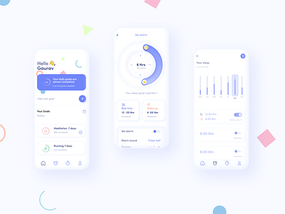 Alarmie alarm alarm app design figma figmadesign goals goals app habbit habbit app productivity ui