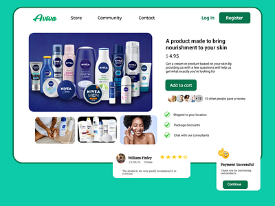 Skincare page ecommerce app skincare ui