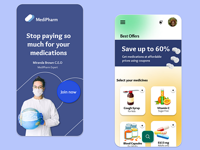 Pharmacy mobile app design graphic design health ui